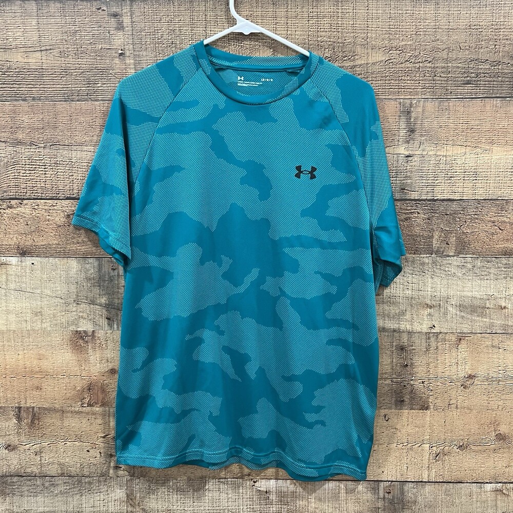 Under Armour Loose Mens Green Camo T Shirt Short Sleeve Athletic Size Large